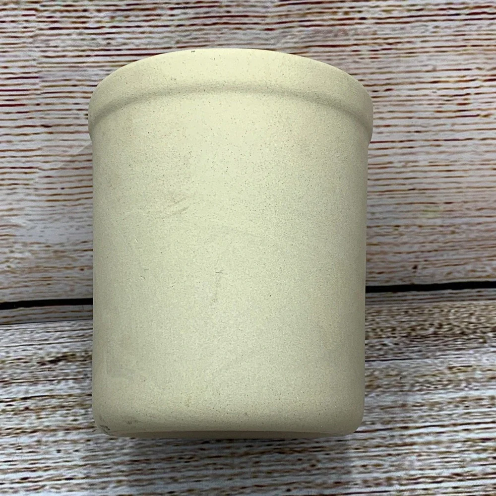 Pampered Chef Stoneware Utensil Holder Crock USA Kitchen Tool Organizer Beige‎